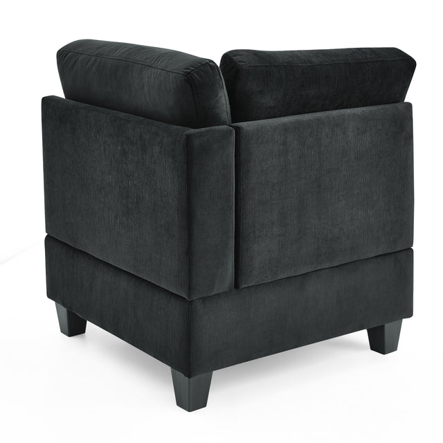 L shape Modular Sectional Sofa，DIY Combination，includes Three Single Chair and Three Corner ，Black Velvet.