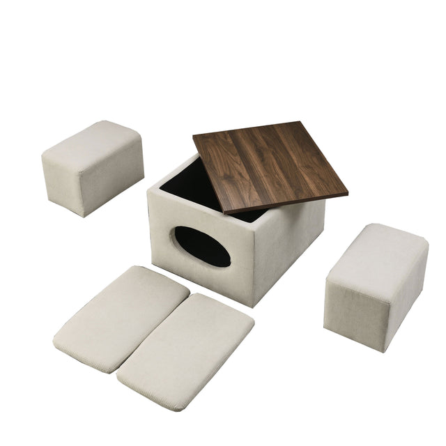 [Video] Welike Waterproof, oil-proof, scratch-proof 25"W Modern design hollow storage ottoman, upholstery, coffee table, two small footstools, easy storage and wide use