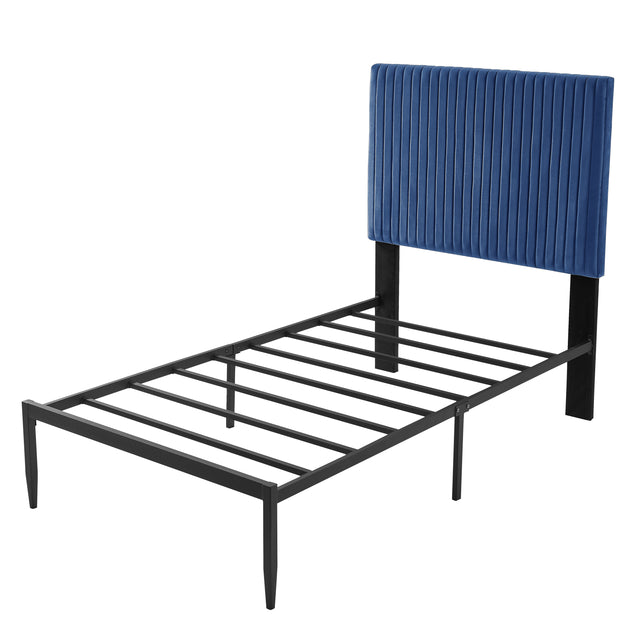 B110 Twin bed Beautiful line stripe cushion headboard  Strong iron frame with high temperature paint