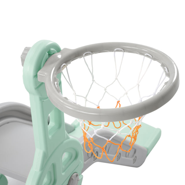 Toddler Slide and Swing Set 3 in 1, Kids Playground Climber Swing Playset with Basketball Hoops Freestanding Combination Indoor & Outdoor