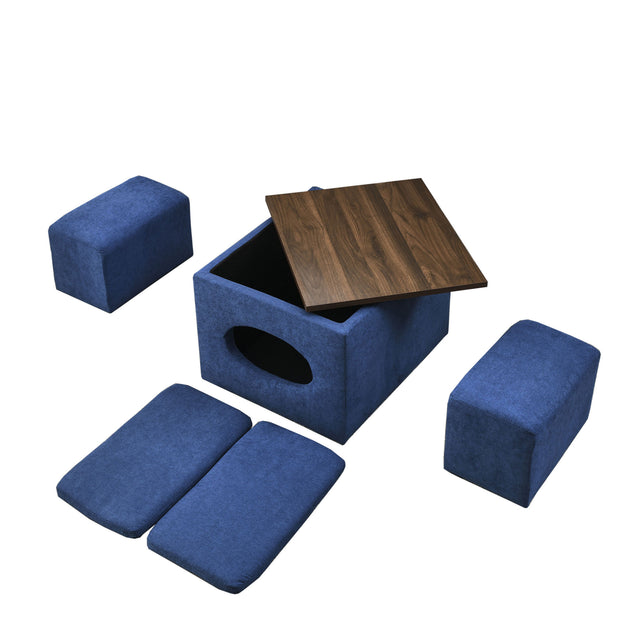 [Video] Welike 25"W Modern design hollow storage ottoman, upholstery, coffee table, two small footstools, easy storage and wide use