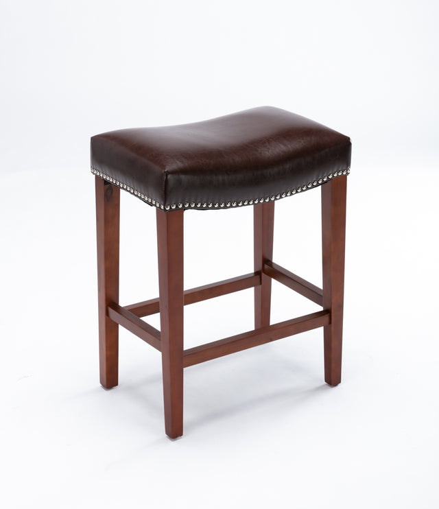 Dark Brown Leather Barstool  2 pcs Set