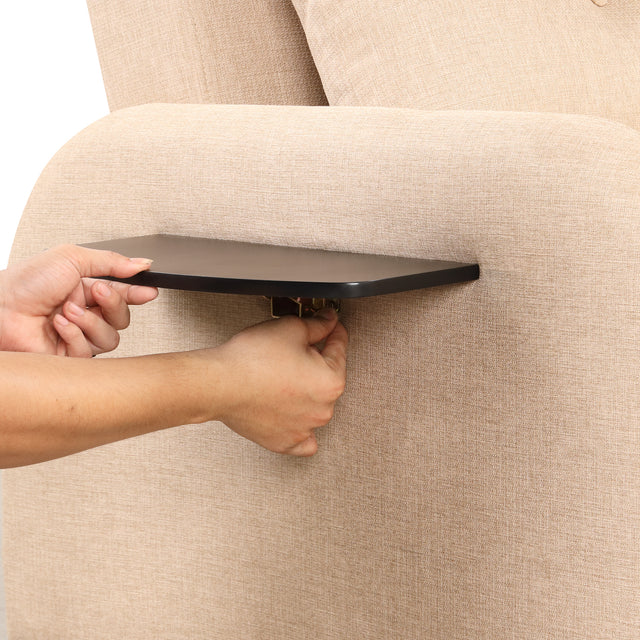 pull out sofa sleeper 3 in 1 with 2 wing table and usb charge for nap line fabric for living room recreation room Beige