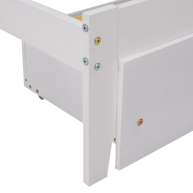 Twin Size Platform Bed with Drawer, White(New SKU:WF288467AAK)