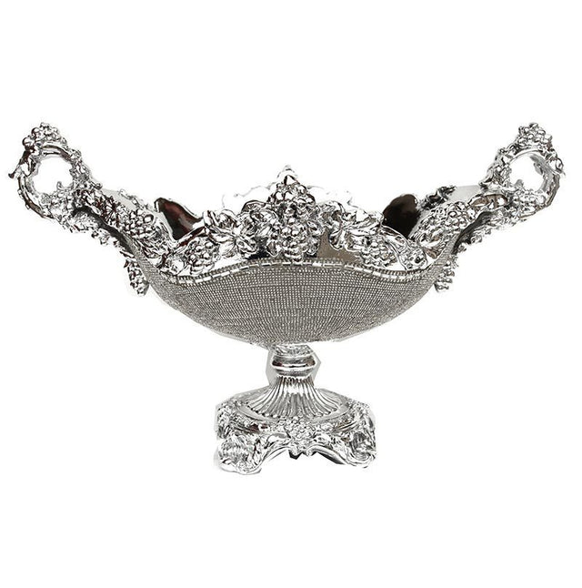 Ambrose Chrome Plated Crystal Embellished Ceramic Fruit Platter