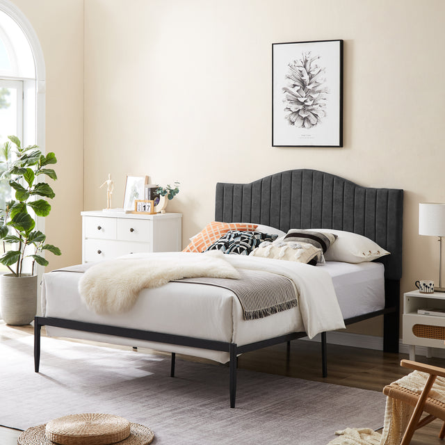 B111 Full bed Beautiful line stripe cushion headboard  Strong iron frame with high temperature paint