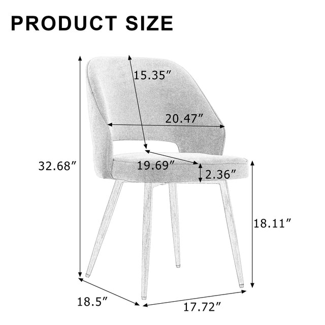 Modern Dining Chairs,Linen Accent Chair, Living Room Leisure Chairs, Upholstered Side Chair with Metal Legs for Dining Room Kitchen Vanity Patio Club Guest (Set of 1)  Grey Office Chair