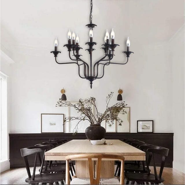 Retro American style stamen-shaped iron chandelier -12 bulbs -E12 lamp holder