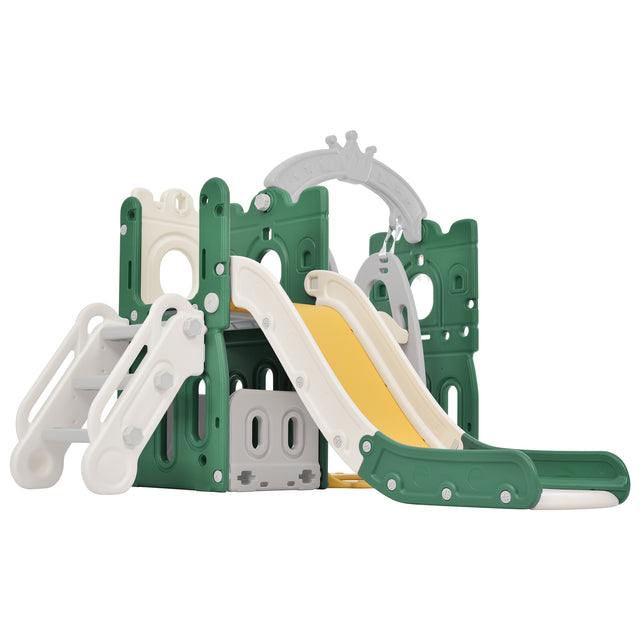 Toddler Slide and Swing Set 5 in 1, Kids Playground Climber Slide Playset with Basketball Hoop Freestanding Combination for Babies Indoor & Outdoor