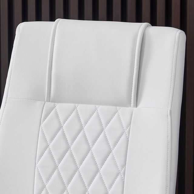 Modern Dining Chairs with Faux Leather Padded Seat Dining Living Room Chairs Upholstered Chair with Metal Legs Design for Kitchen, Living, Bedroom, Dining Room Side Chairs Set of 6 (White+PU Leather)