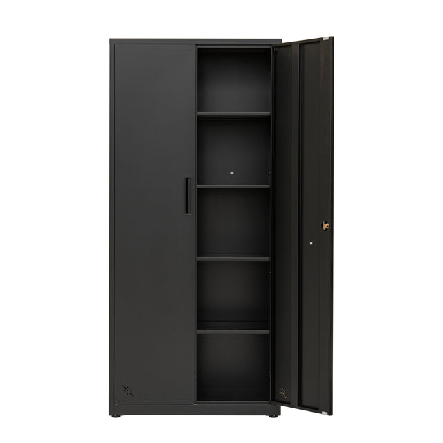 High Storage Cabinet with 2 Doors and 4 Partitions to Separate 5 Storage Spaces, Home/ Office Design