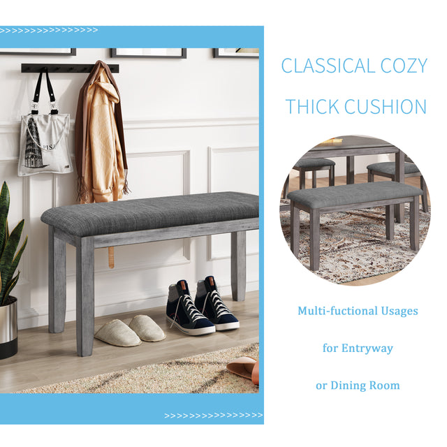 TOPMAX 6 Piece Wooden Dining Table set, Kitchen Table set with 4 Chairs and Bench, Farmhouse Rustic Style, Antique Graywash