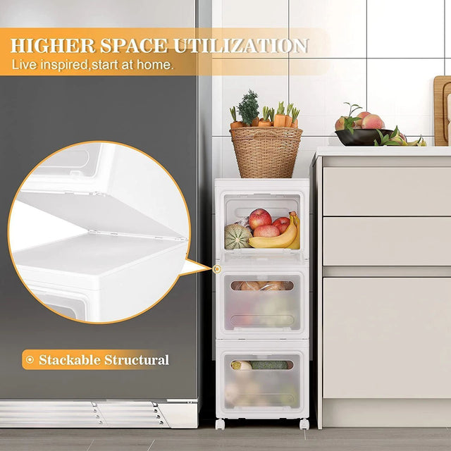 Storage Bins with Lids, Large Plastic Organization and Storage Bin with 4 Wheels & Carry Handles for Living Room, Bedroom, Bathroom or Dorm, 3 Pack, White