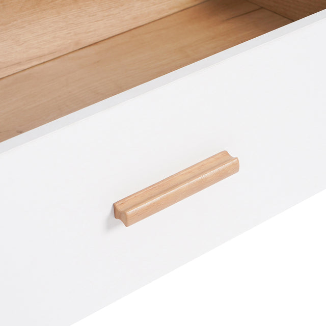 Three Drawer Storage Cabinet  Dresser Bedside Table Chest Simple Bedroom Furniture Solid Wood Feet and Handles Fashionable Bedside Cabinet