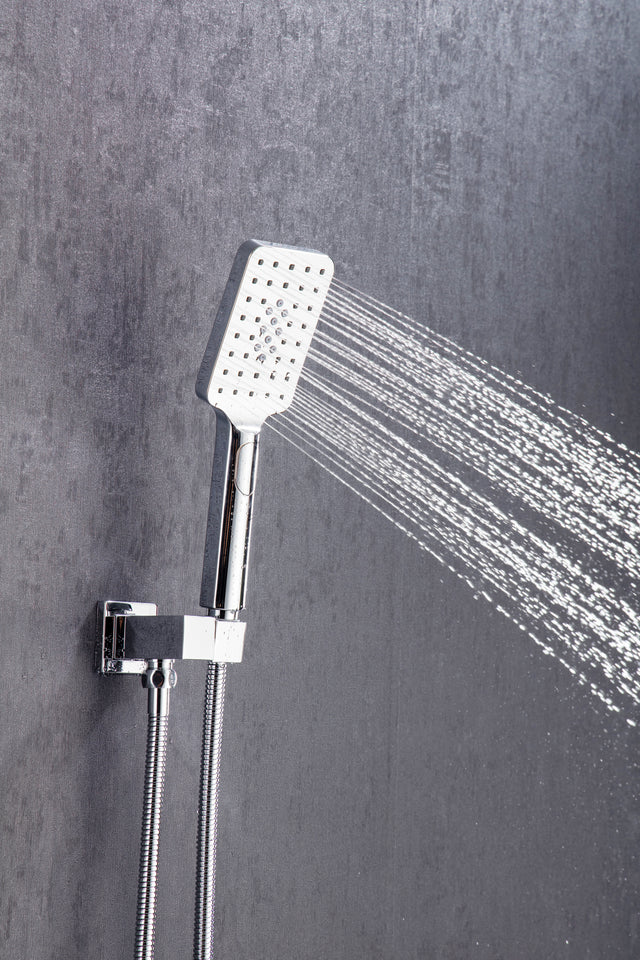 Shower Faucet Set Shower System with 12 Inch Rain Shower Head and Handheld, Bathroom Shower Combo Set Wall Mounted System Rough-in Valve Body and Trim Included.