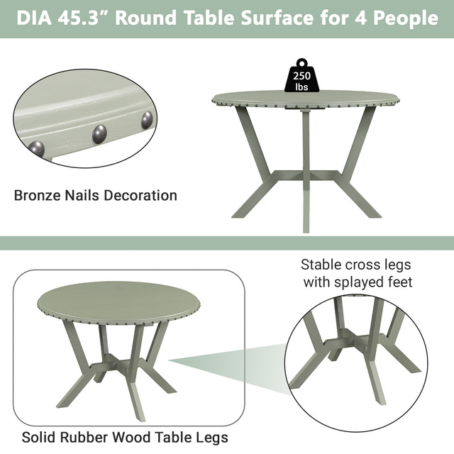 TOPMAX Mid-Century Round Table with Cross Legs for Small Places, Kitchen, Studio, Green