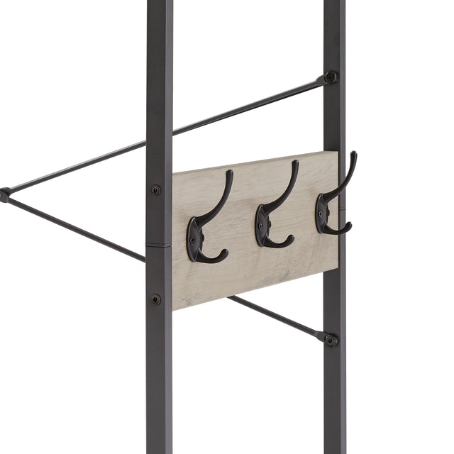 JHX Organized Garment Rack with Storage, Free-Standing Closet System with Open Shelves and Hanging Rod(Grey,45.3’’w x 15.75’’d x 70.08’’h).