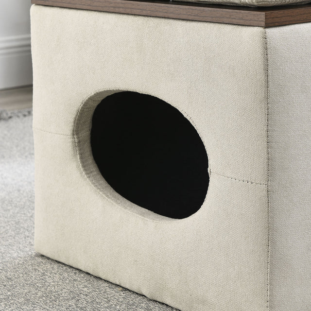 [Video] Welike 25"W Modern design hollow storage ottoman, upholstery, coffee table, two small footstools, easy storage and wide use