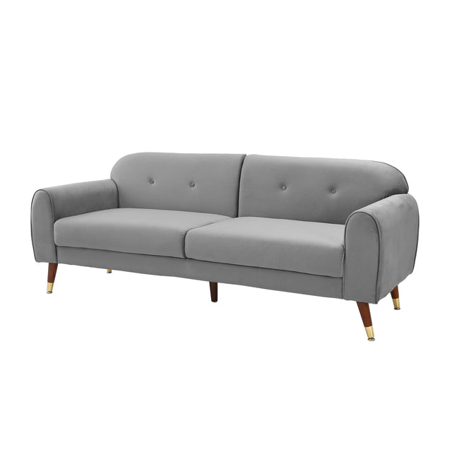 Lovetseat with wood legs, Light grey velvet