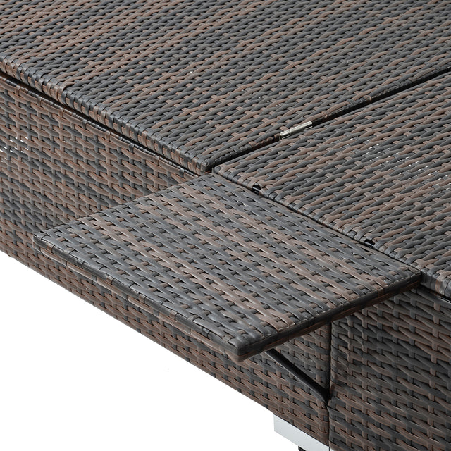 SAME AS W213S00074 :Outdoor PE Wicker Chaise Lounge - 2 Piece patio lounge chair; chase longue; lazy boy recliner; outdoor lounge chairs set of 2;beach chairs; recliner chair with side table