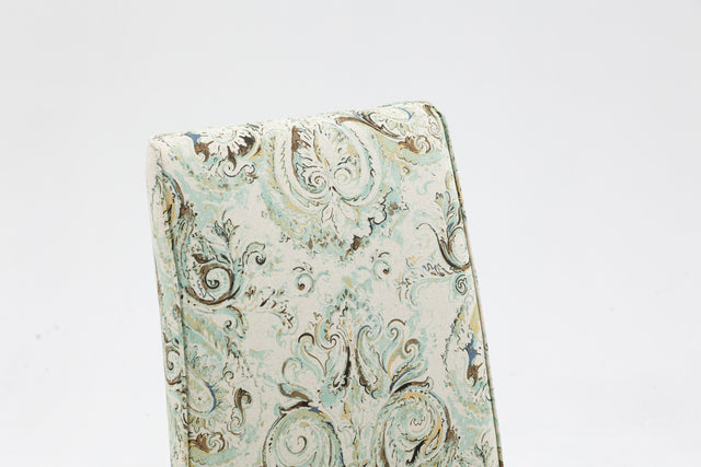 Cover Removable Interchangeable and Washable Multi-color Blue Floral Fabric Upholstered Parsons Chair with Solid Wood Legs 2 PCS