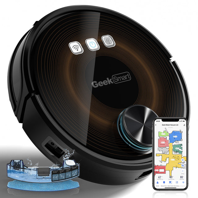 Geek Smart L8 Robot Vacuum Cleaner and Mop, LDS Navigation, Wi-Fi Connected APP, Selective Room Cleaning,MAX 2700 PA Suction, Ideal for Pets and Larger Home(Banned from selling on Amazon)
