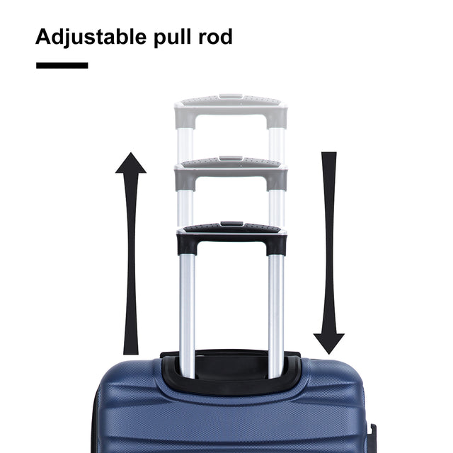 Expandable 3 Piece Luggage Sets ABS Lightweight Suitcase with Two Hooks, Spinner Wheels, TSA Lock, (20/24/28) Blue