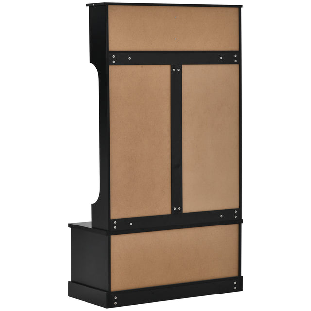 ON-TREND Hall Tree with 4 Hooks, Coat Hanger, Entryway Bench, Storage Bench, 3-in-1 Design, for Livingroom, Hallway (BLACK)