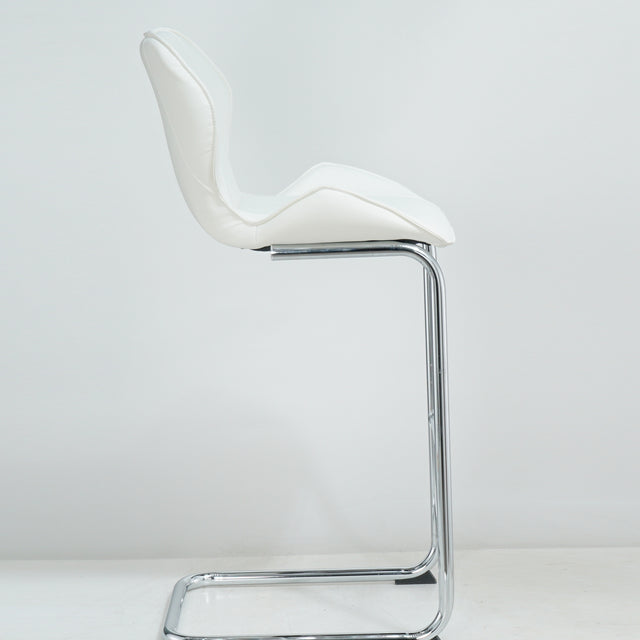 Bar chair modern design for dining and kitchen barstool with metal legs set of 4 (White)