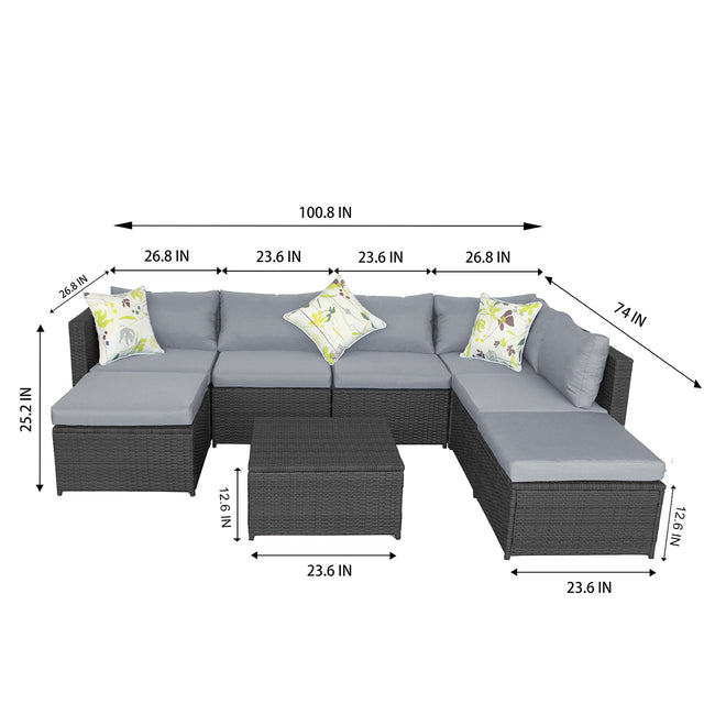Outdoor Sectional Wicker Rattan Sofa Set with Cushion