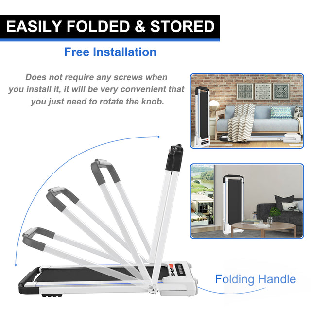 FYC 2 in 1 Under Desk Treadmill - 2.5 HP Folding Treadmill for Home, Installation-Free Foldable Treadmill Compact Electric Running Machine, Remote Control & LED Display Walking Running Jogging
