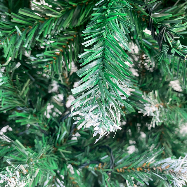 Upside Down Green Christmas Tree, Xmas Tree with LED Warm White Lights, Green leaves with part spraying White, Reinforced Metal Base & Easy Assembly 7.4ft X-mas