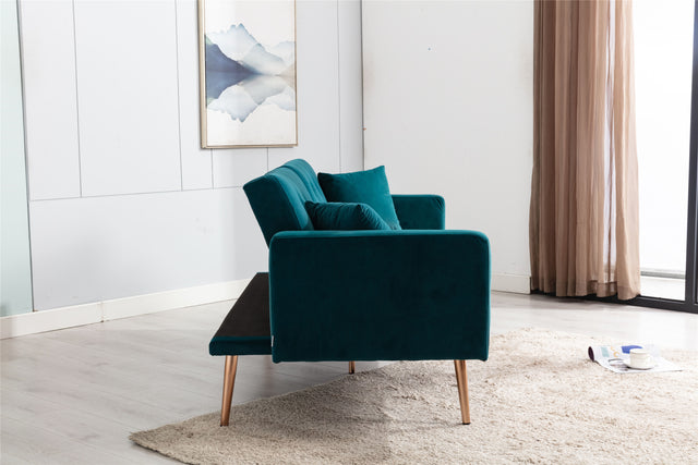 COOLMORE  Velvet  Sofa , Accent sofa .loveseat sofa with rose gold metal feet  and  Teal  Velvet
