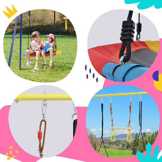 Outdoor Toddler Saucer Swing Set for Backyard, Playground Tree Swing Sets with Steel Frames,  with Disc Tree Swing Playset