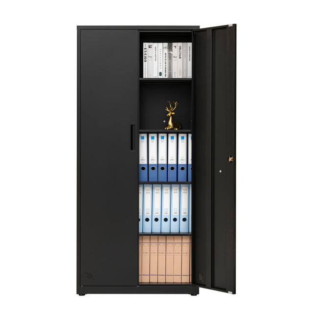 High Storage Cabinet with 2 Doors and 4 Partitions to Separate 5 Storage Spaces, Home/ Office Design