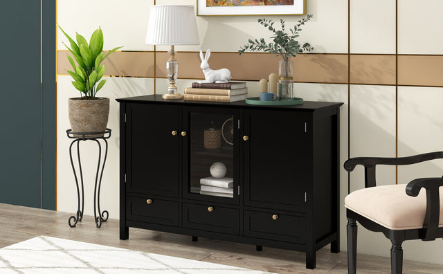 U_STYLE 44.9'' Accent Cabinet Modern Console Table Sideboard for Living Room Dining Room With 3 Doors, 3 Drawers