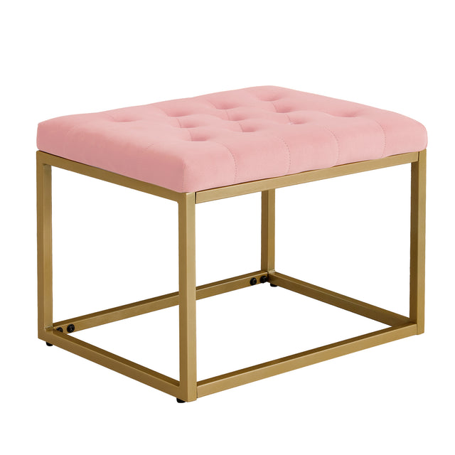 Velvet Shoe Changing Stool, Footstool, Square Cushion Foot Stool, Sofa stool, Rest stool,Low Stool .Step Stool, Small Footrest .Suitable for Clothes Shop,Living Room, Porch, Fitting Room.Pink Bench