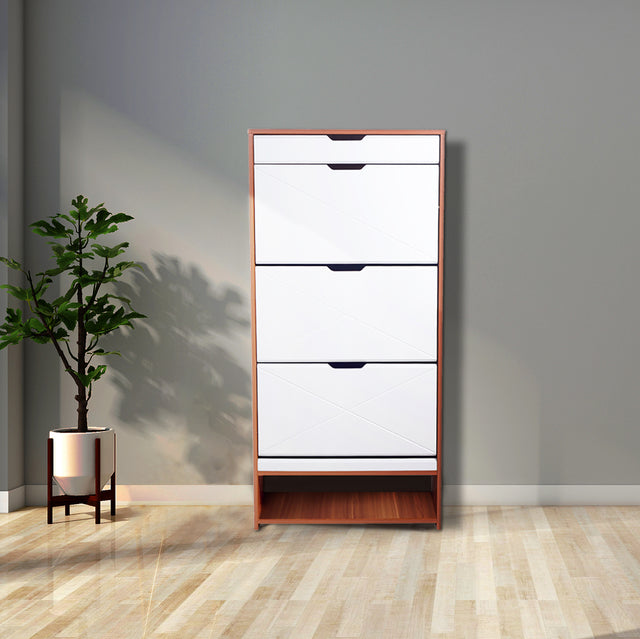 Shoe Cabinet with 3 Flip Drawers Wooden Shoe Cabinet Organizer with Adjustable Shelves Freestanding Shoe Rack Storage Cabinet for Entrance Hallway Living Room Bedroom