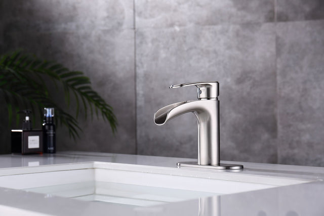 Bathroom Faucet Waterfall Bathroom Faucet Pop Up Drain Bathroom Sink Faucet,Faucet for Bathroom Sink,Single Handle Single Hole Bathroom Faucets