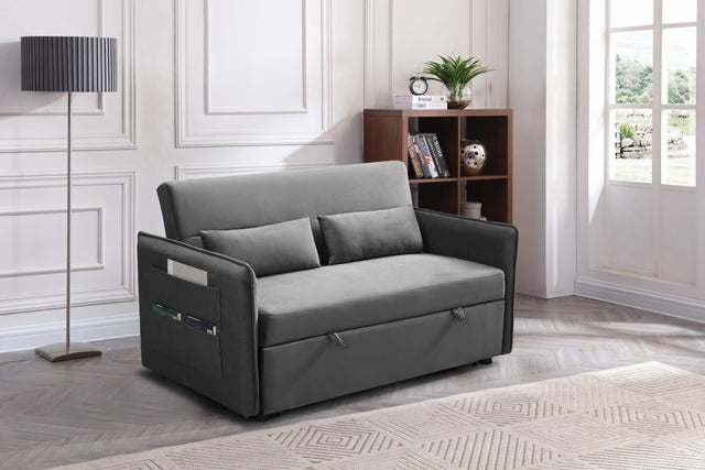 MEGA Pull Out Sofa Bed, Modern Adjustable Pull Out Bed Lounge Chair with 2 Side Pockets, 2 Pillows for Home Office
