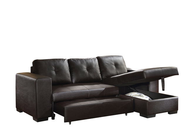 ACME Lloyd Sectional Sofa w/Sleeper in Black PU 53345