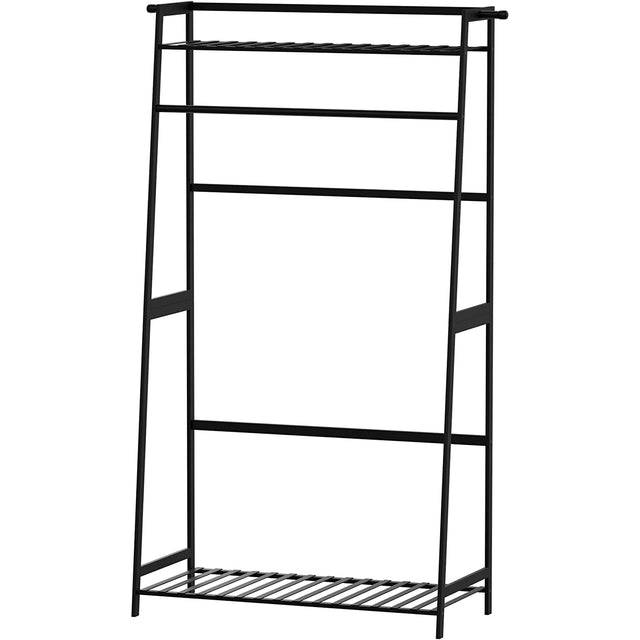 Clothes Rack,Clothing Rack with Shelves,Freestanding Closet Organizer for Living Bedroom Room Kitchen Bathroom Entryway Office Storage Shelves Clothes Hanging Rack,CR-537 Black