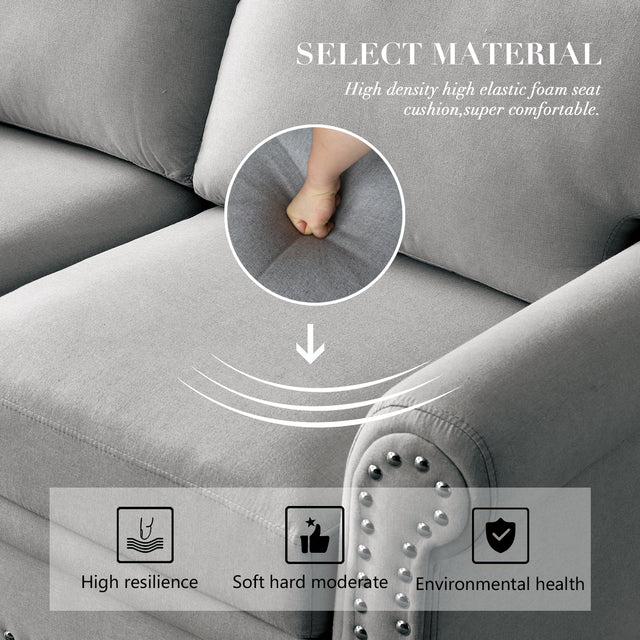 Linen Fabric Upholstery with Storage Sofa (Grey)