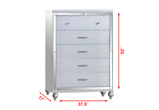 Sterling Mirror Framed Chest Made With Wood in Silver Color