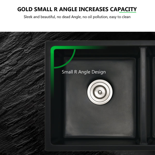 33" L X 18" W Double Bowl Undermount Kitchen Sink With Basket Strainer