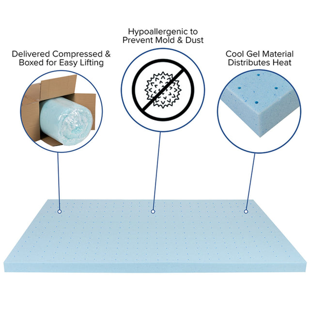 Capri Comfortable Sleep 3 inch Cool Gel Memory Foam Mattress Topper - Twin [MR-M35-3-T-GG]