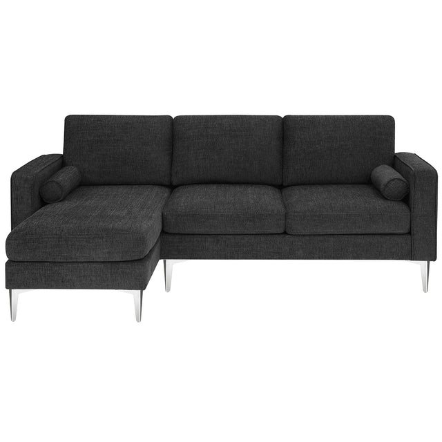 [VIDEO provided] [New]86" Convertible Sectional Sofa, Modern Chenille Fabric Sectional Sofa,  L-Shaped Couch 3-Seat Sofa Sectional with Reversible Chaise (2 Pillows)