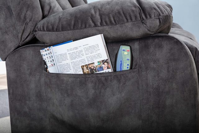 Massage Rocker Recliner with Heat and Vibration, Manual Rocking Recliner Chair with Vibrating Massage, Comfy Padded Overstuffed Recliner Soft Fabric Heated Recliner (Grey)