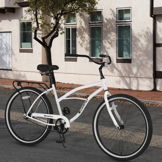 S26204 26 Inch Beach Cruiser Bike for Men and Women, Steel Frame, Single Speed Drivetrain, Upright Comfortable Rides, Multiple Colors