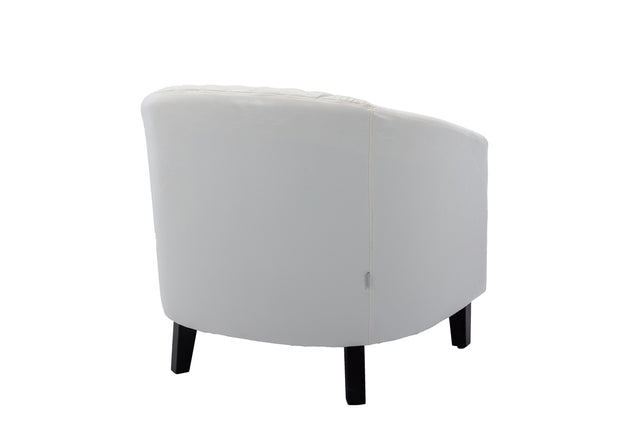 COOLMORE accent Barrel chair living room chair with nailheads and solid wood legs  white  pu leather